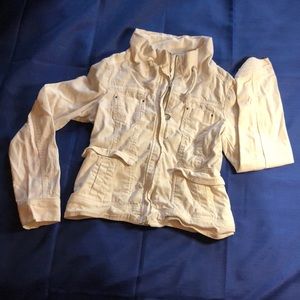 Y2K Garage Jean Jacket, White, Lightweight